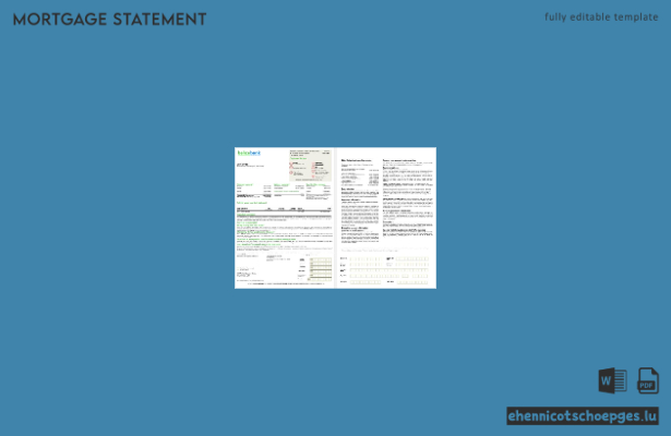 USA Belize Bank Hypothekenabrechnung im Word- und PDF-Format, 2 Seiten, Beispielvorschau